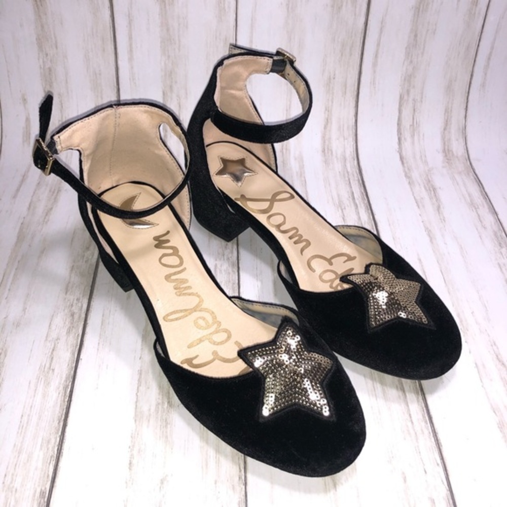 Sam Edelman Black Velvet With Gold Star Pumps 4